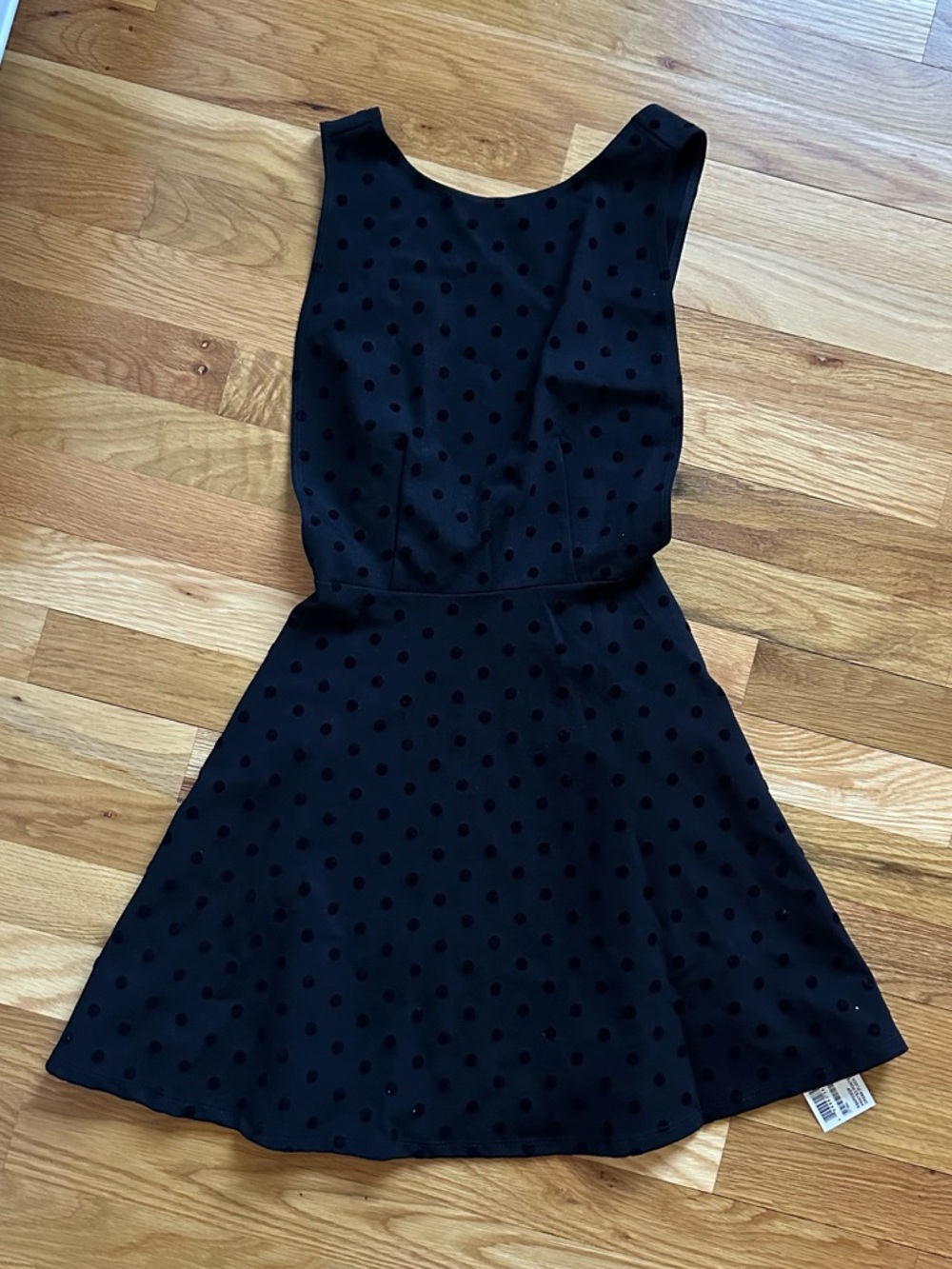 NEW American Apparel Black Polka Dot Velvet Sleeveless Mini Dress